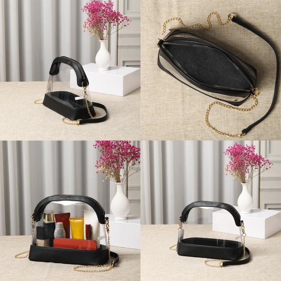 White Transparent Clear Crossbody Bag Purse Leather Casual Womens Accessory - Picture 2 of 4